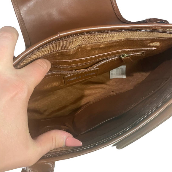 Charlie Lapson Leather Handbag DEFECT Croc Embossed Satchel NWT - Picture 8 of 16